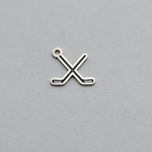 Permanent Jewelry Charm, Hockey Sticks Charm, Hockey PJ Charms, Sterling Silver