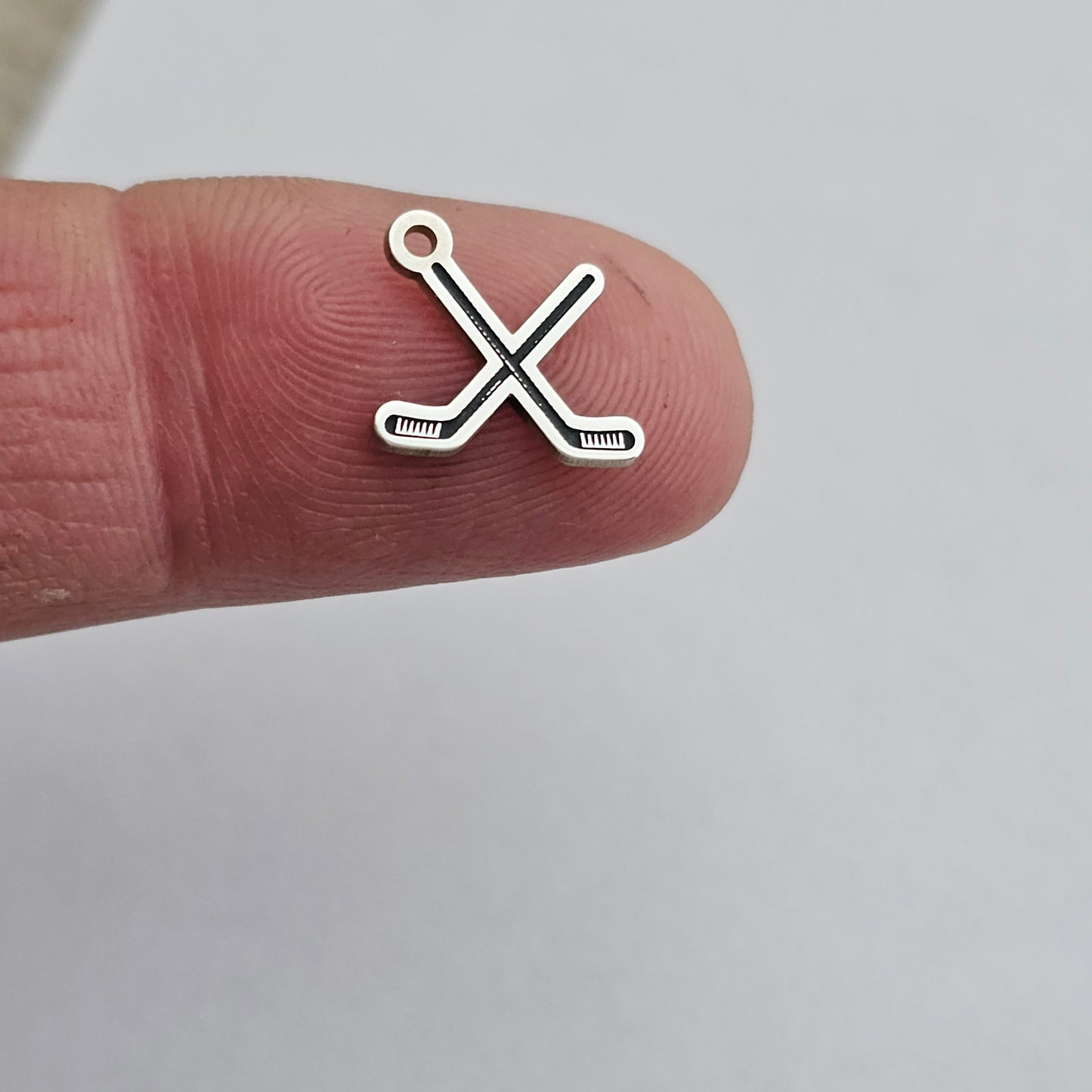 Permanent Jewelry Charm, Hockey Sticks Charm, Hockey PJ Charms, Sterling Silver