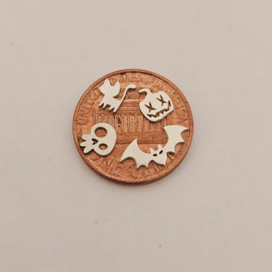 6mm Tiny Jack o Lantern, Sterling Silver, Halloween Component