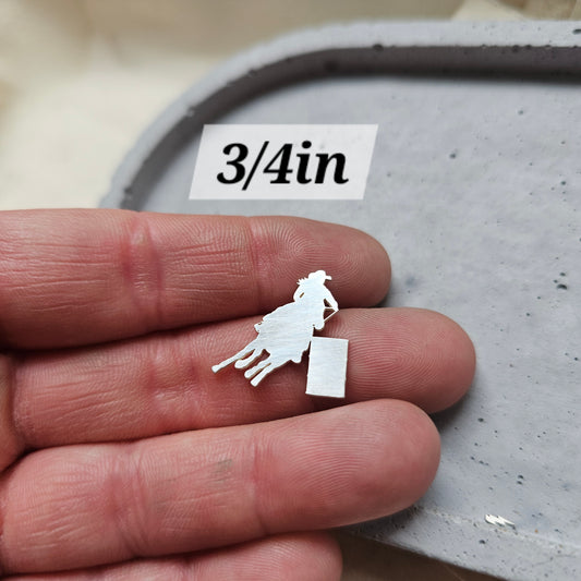 Sterling Silver Barrel Racer, Western Rodeo Silhouette Cutout, Horse Rider component,