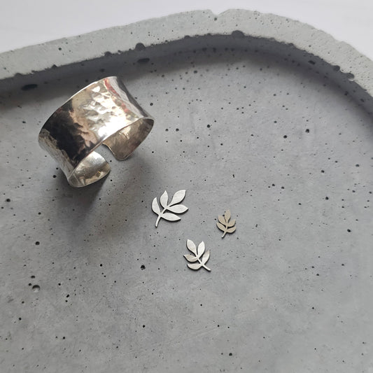 5 leaves accents, sterling silver solderable components, branch and leaf embellishment