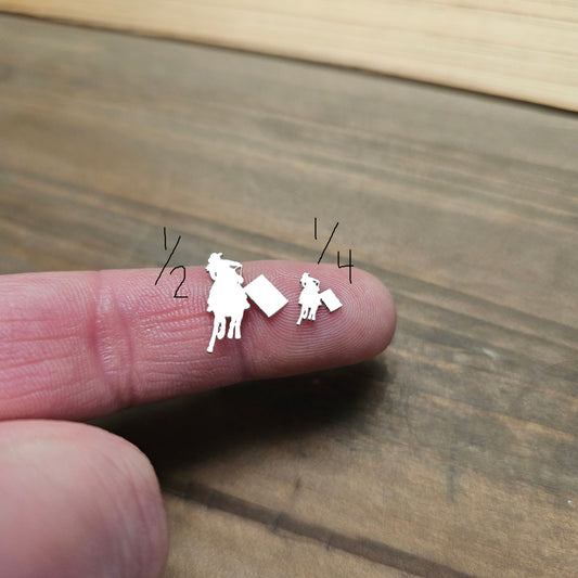 Sterling Silver Barrel Racer, Western Rodeo Silhouette Cutout, Horse Rider component,