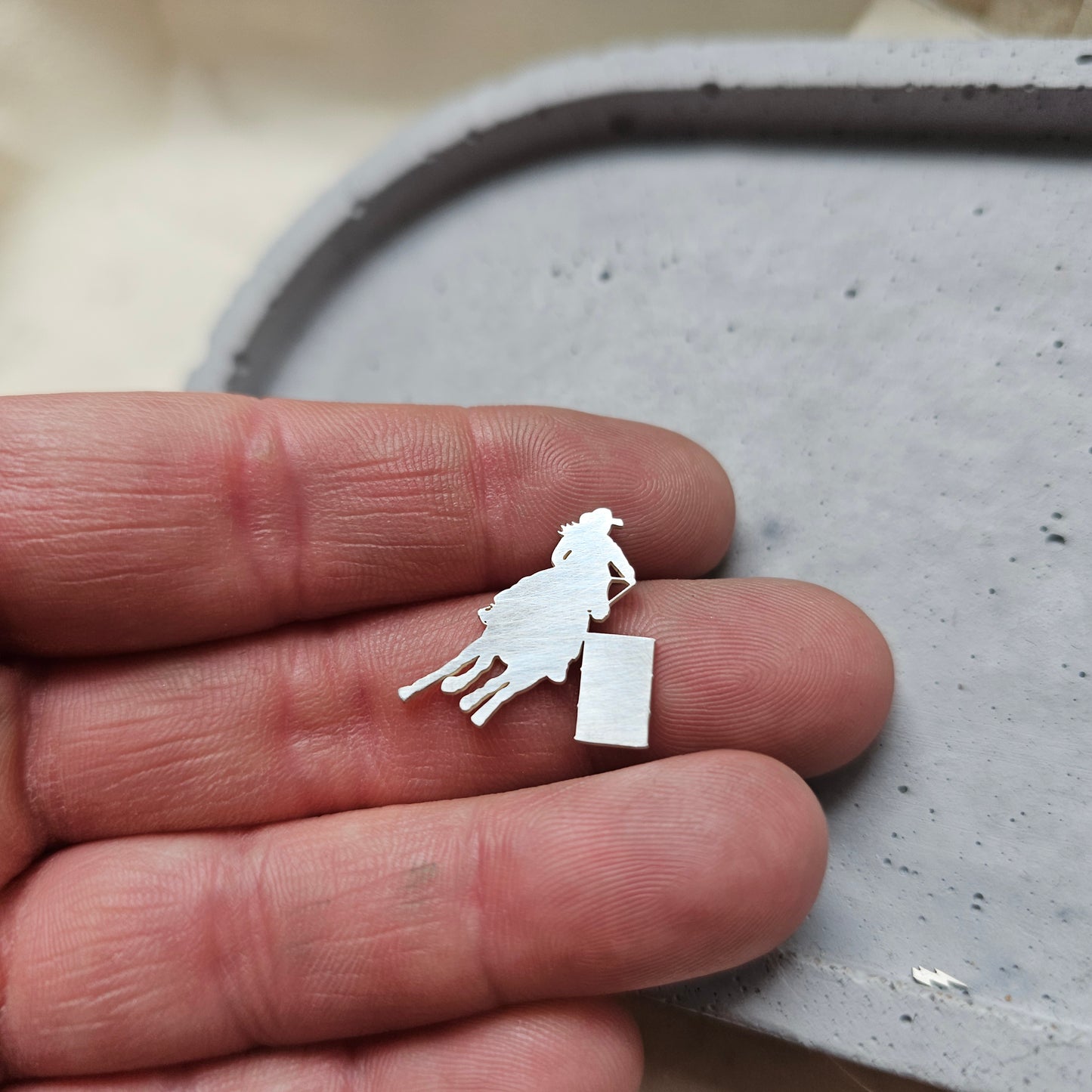 Sterling Silver Barrel Racer, Western Rodeo Silhouette Cutout, Horse Rider component,