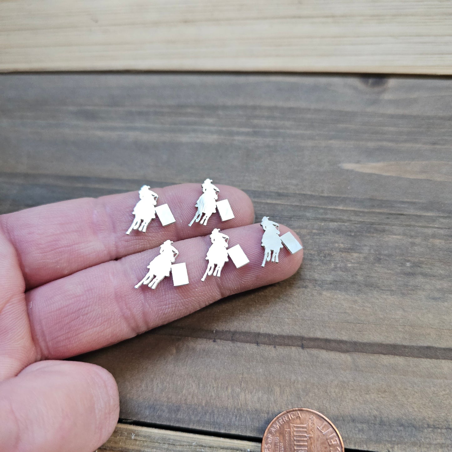 Sterling Silver Barrel Racer, Western Rodeo Silhouette Cutout, Horse Rider component,