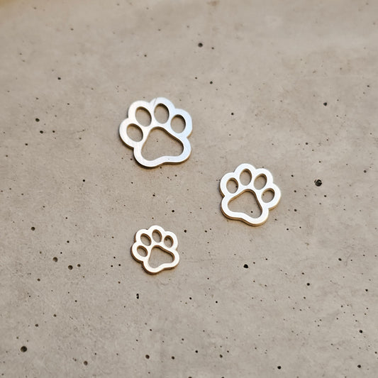 Sterling silver Paw Print, animal paw print, Solderable silver paw variety of sizes