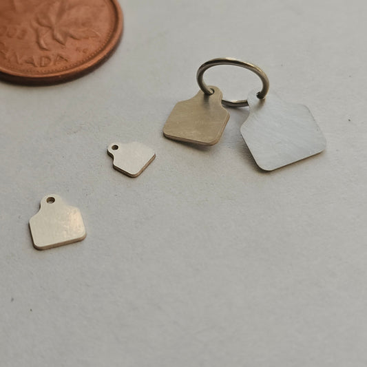 Sterling silver Cow Tag, Cattle Tag cut out , Solderable silver components