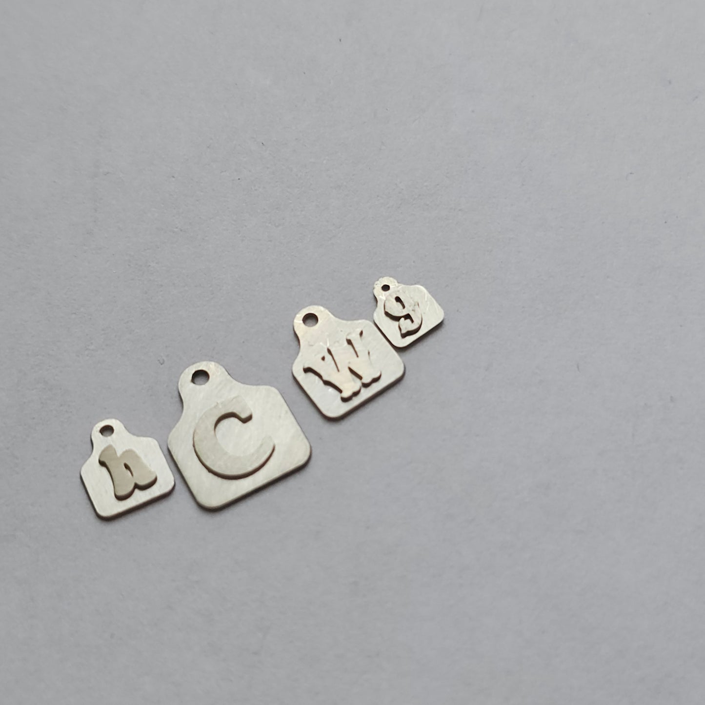 Sterling silver Cow Tag, Cattle Tag cut out , Solderable silver components