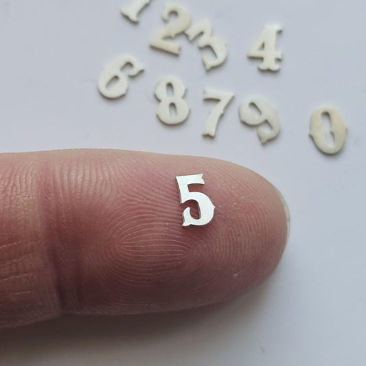 Sterling silver 5mm Number components, Number charms, Western Numbers