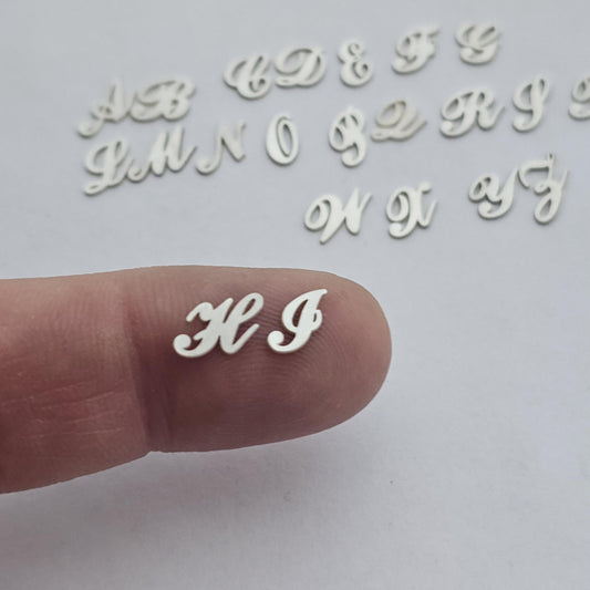Sterling silver Script alphabet, 5.5mm letter components, letter charms, Cursive Letters