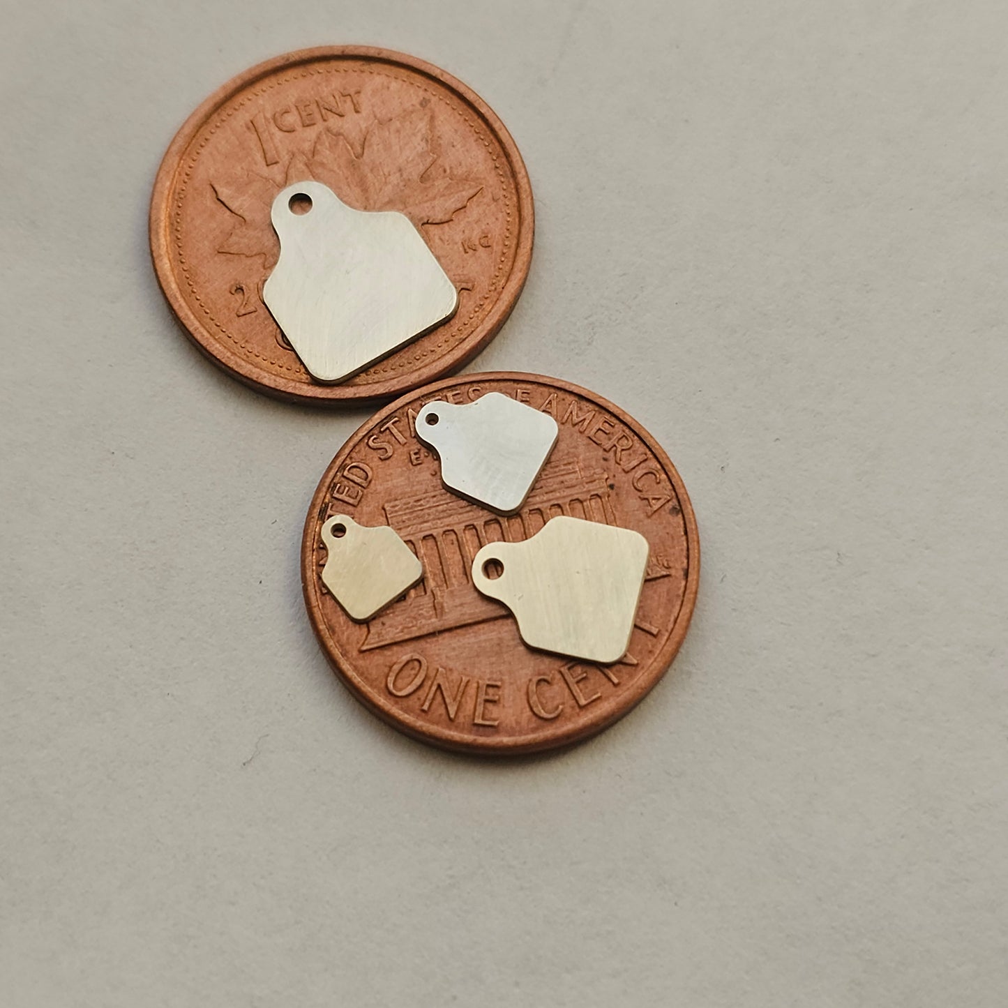 Sterling silver Cow Tag, Cattle Tag cut out , Solderable silver components