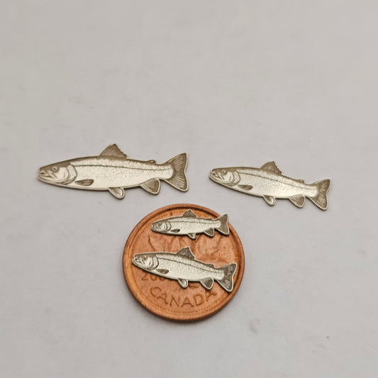 Sterling Silver Fish Solderable component, trout embelishment