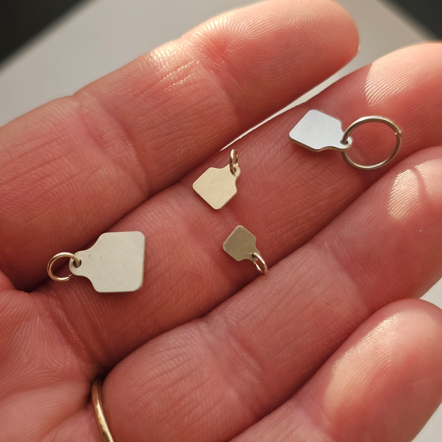 Sterling silver Cow Tag, Cattle Tag cut out , Solderable silver components