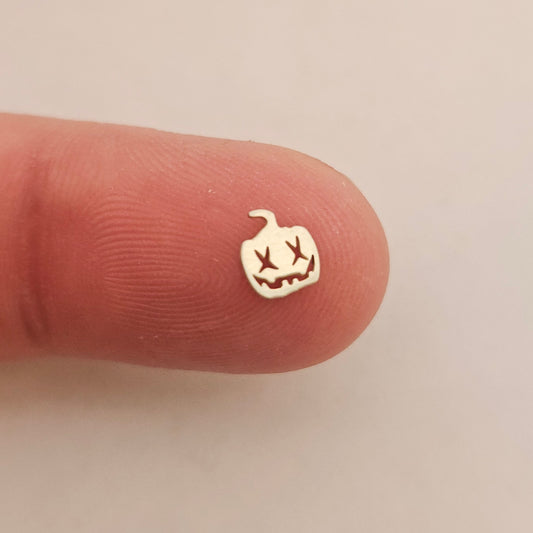 6mm Tiny Jack o Lantern, Sterling Silver, Halloween Component