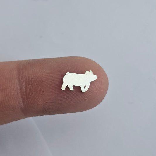 Sterling silver Pig Cut out, Solderable accents