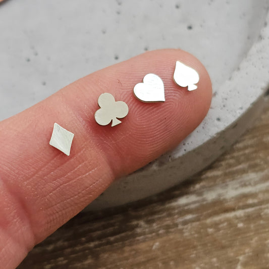 5mm sterling silver suit symbols, heart, spades, diamond, clubs, solderable components,