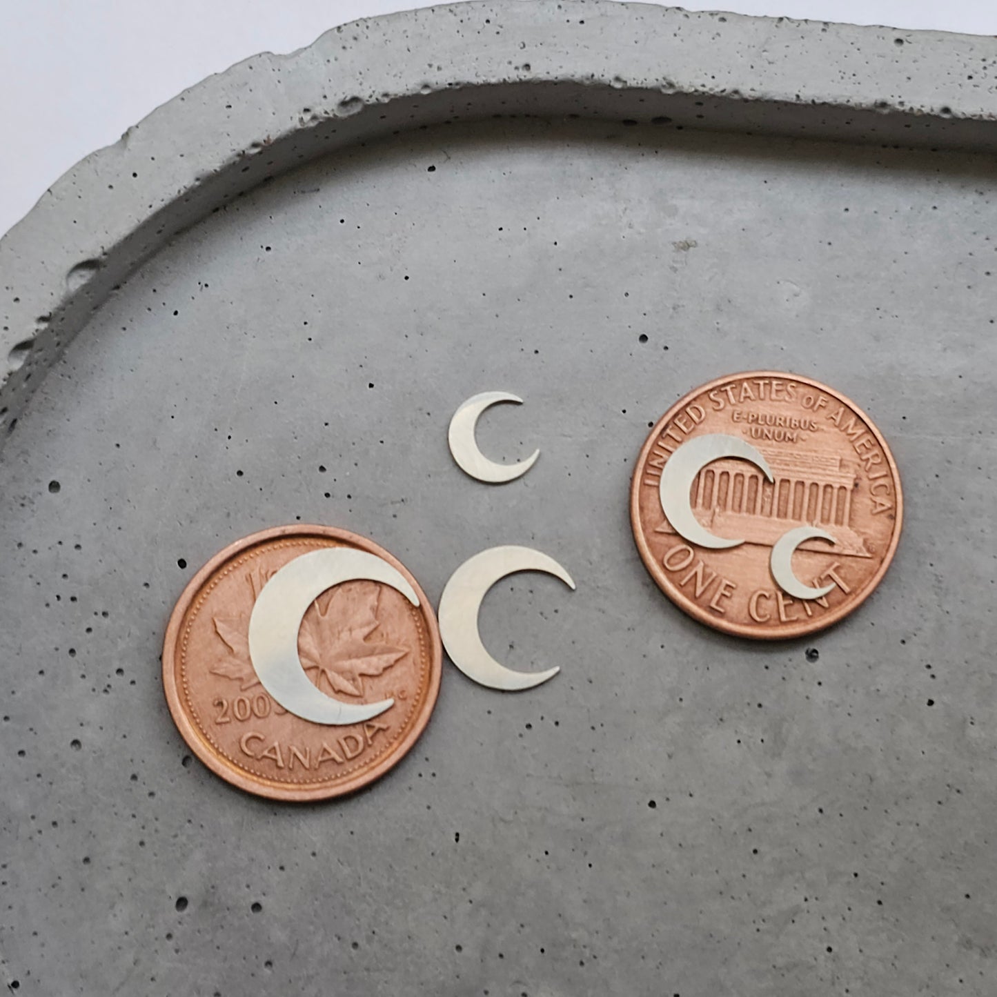 Sterling silver tiny celestial moon, solderable accents, variety of sizes