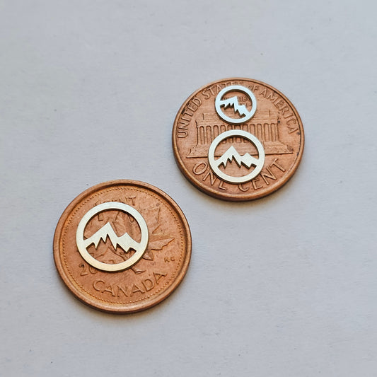 Sterling silver mountain in Circle,Mountain cut out , Solderable silver components