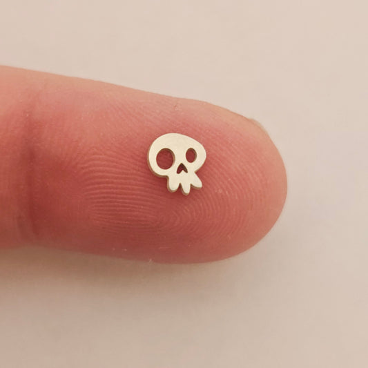 6mm Tiny Skull, Sterling Silver, Halloween Component