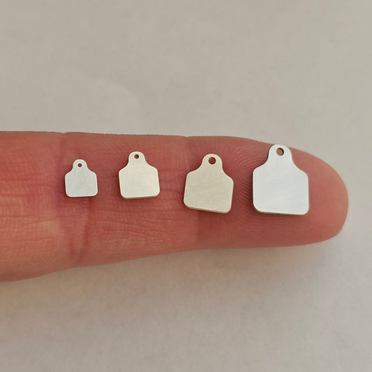Sterling silver Cow Tag, Cattle Tag cut out , Solderable silver components