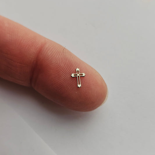 Tiny Cross Embellishment, Set of 5 Sterling Silver Components, Jewelry Making Supplies, Crosses