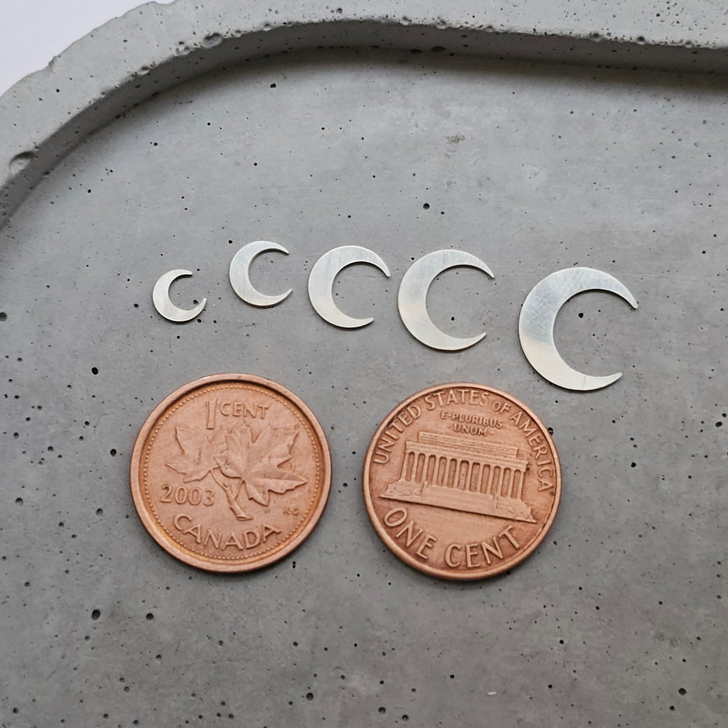 Sterling silver tiny celestial moon, solderable accents, variety of sizes