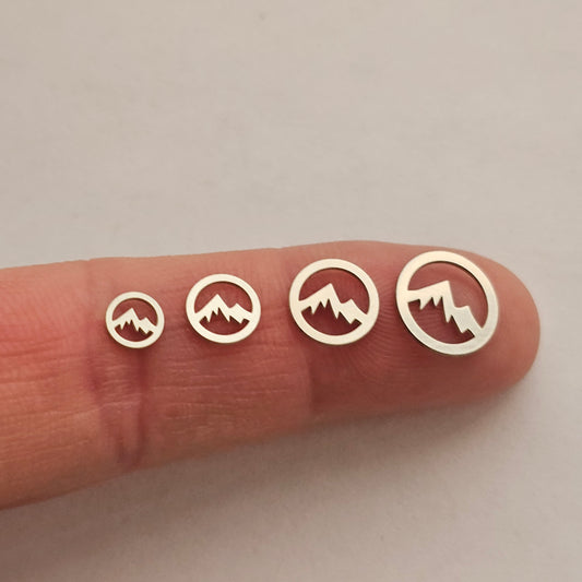 Sterling silver mountain in Circle,Mountain cut out , Solderable silver components